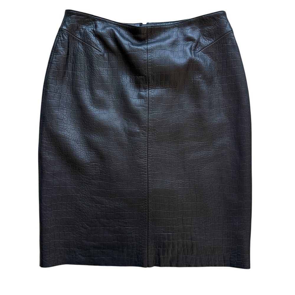 VTG Y2K Wilsons Leather Women's Black Snakeskin Embossed Pencil Skirt 8 Party